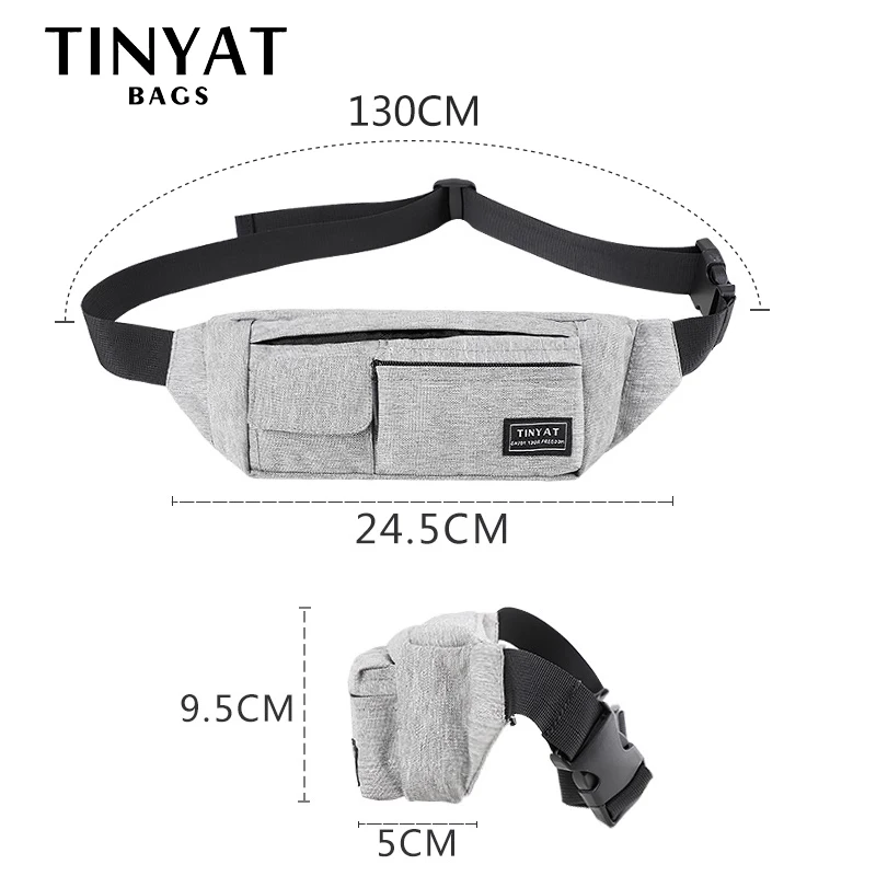 Поясная сумка унисекс TINYAT, повседневная сумка на пояс, для хранения телефона, денег, с 4 отделениями, поясная сумка для путешествий, вес 0,17 кг сумка на пояс поясная сумка бананка барсетка riñonera сумка поясная ne