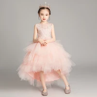 gorgeous mesh tulle puffy princess little girls dress children pink layered ball gowns kids family event wedding party costumes