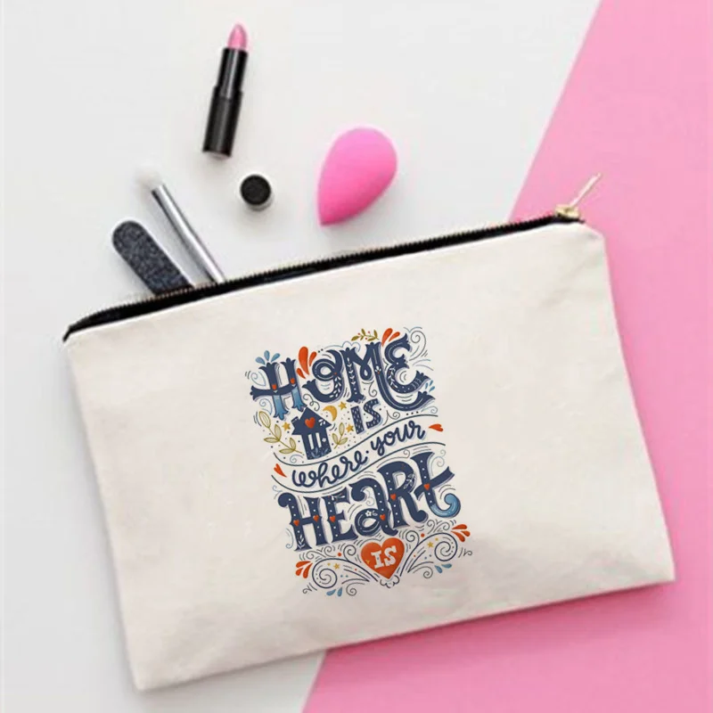 

Women home is your heart Printed Fashion Women Cosmetics Organizer Bag for Travel Colorful Storage Bag for Lady Small Gift Bag