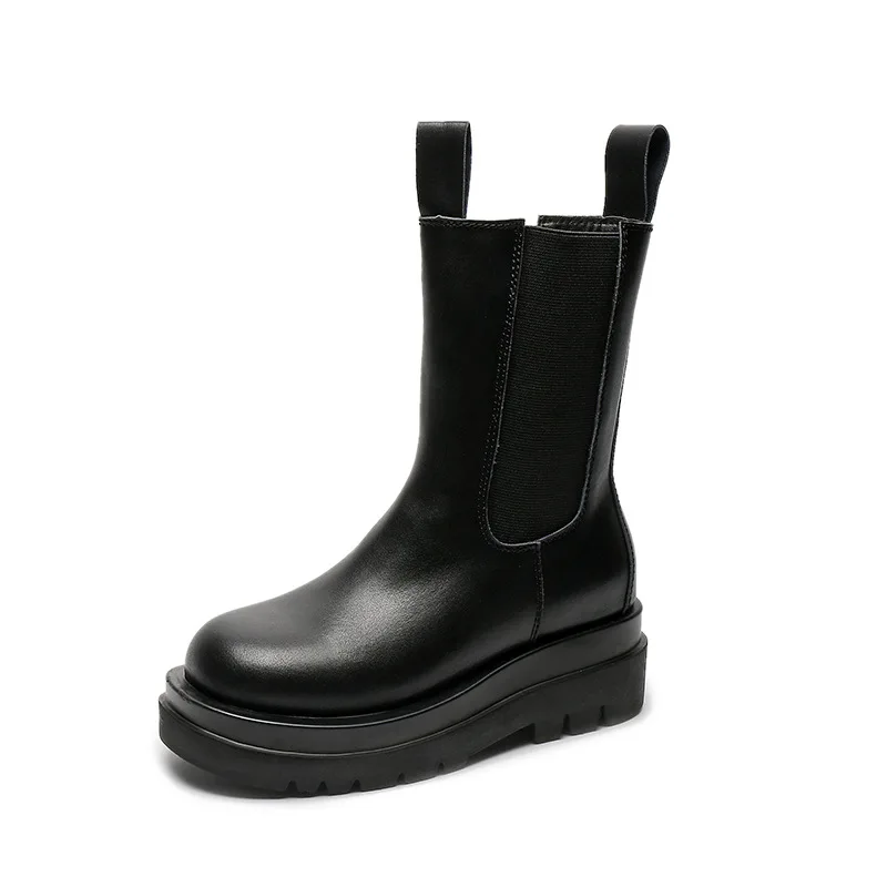 

Martin Boots Women's Light and Versatile European and American Boots Black Women's 2020 New Thick-soled Increased Leather