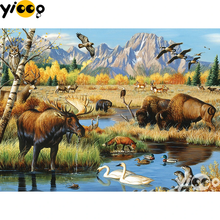 

Full Square/Round Drill Diamond Painting Cross Stitch Embroidery Grassland Animals Rhinestone Mosaic Home Decor Gift BX1729