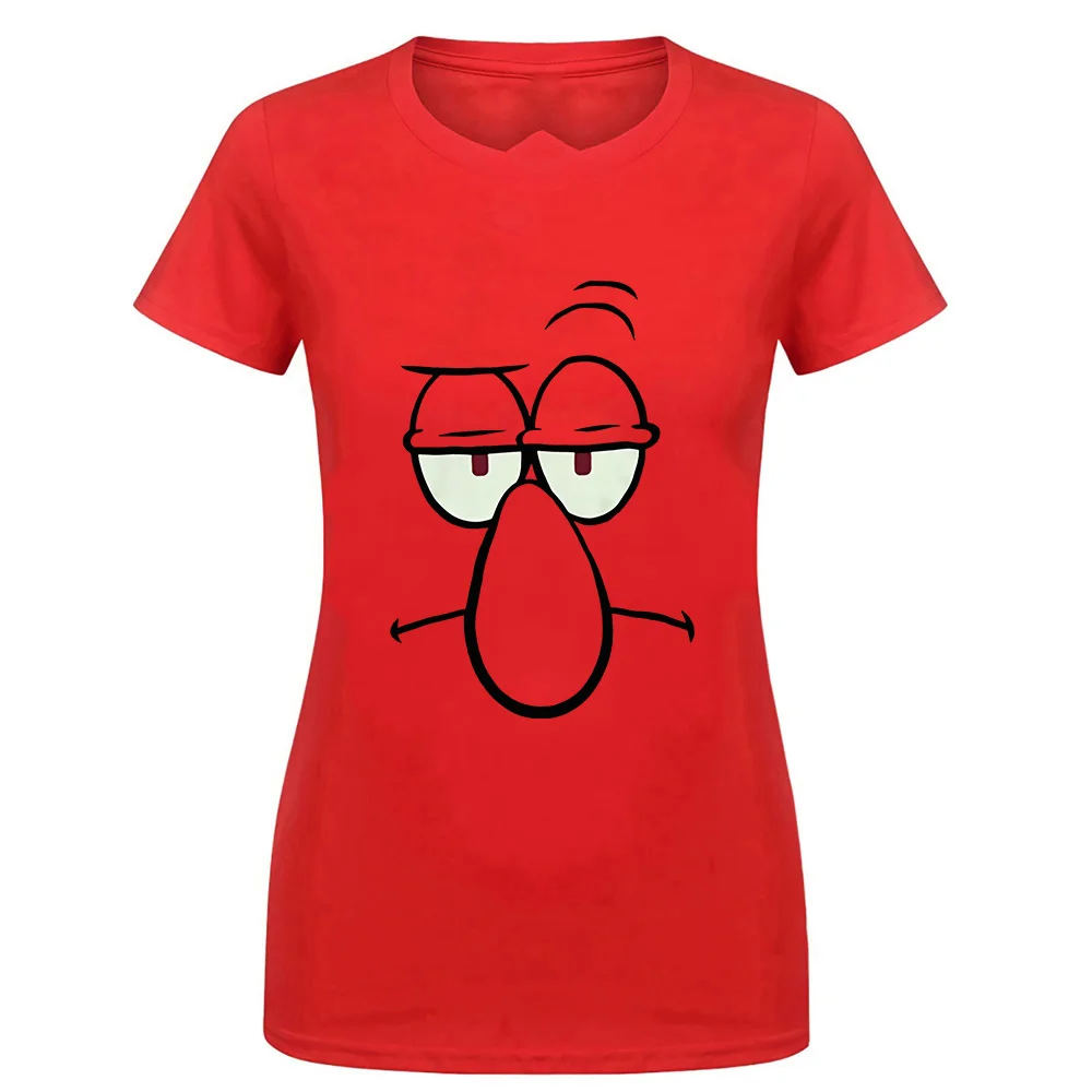 women red Губка Боб Squidward уход за кожей лица футболки новейшая стиль футболка - Цвет: women red