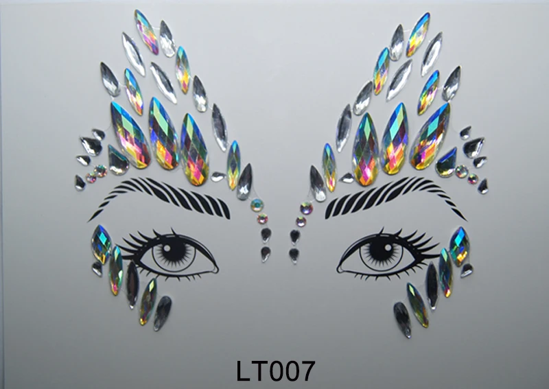 LT007 Временные Стразы, блестящие тату-наклейки, украшения для лица, драгоценные камни, праздничные вечерние украшения для макияжа, украшения для тела, флэш-поддельные временные татуировки - Цвет: LT007
