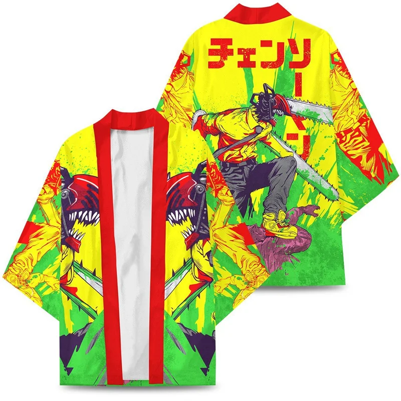 

4XL Anime Chainsaw Man Pochita Denji Cosplay Costume Coat Uniform Tops Kimono Haori Shirt Animation Peripherals Clothes Unisex