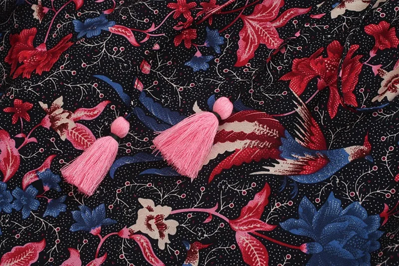 Женская длинная юбка с оборками винтажная макси на завязках кисточками и