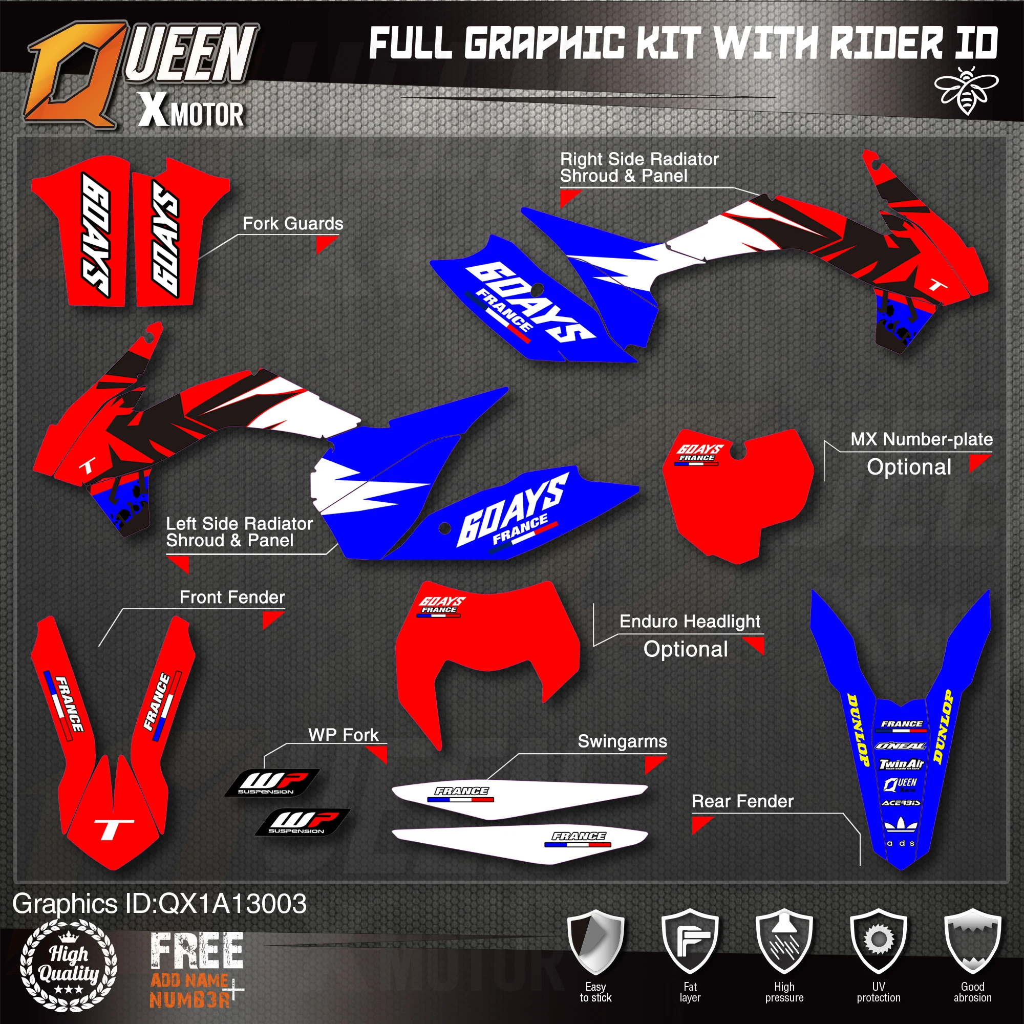 QUEEN X MOTOR Custom Team графические наклейки Набор наклеек для KTM 2013 2014 2015 SX SXF 2016 EXC Φ 003 |