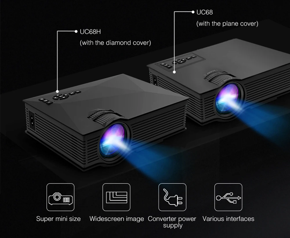 ALSTON UC68/UC68H светодиодный проектор UC46 Plus обновленная версия домашнего кинотеатра 2400 люмен AV HDMI USB Miracast/Airplay