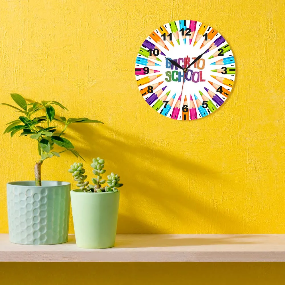 Цветные карандаши для школы декоративные часы цветные круглые бесшумные