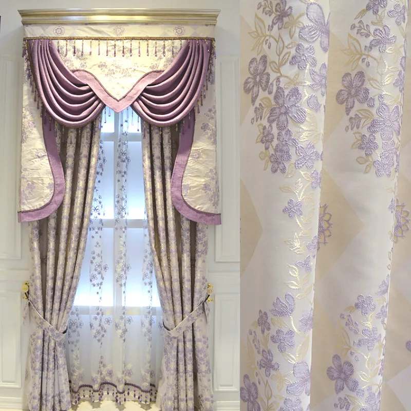 

Modern Warm Purple Curtain Finished European Style Curtains for Living Room Bedroom Custom Girls Shading Curtains Valance
