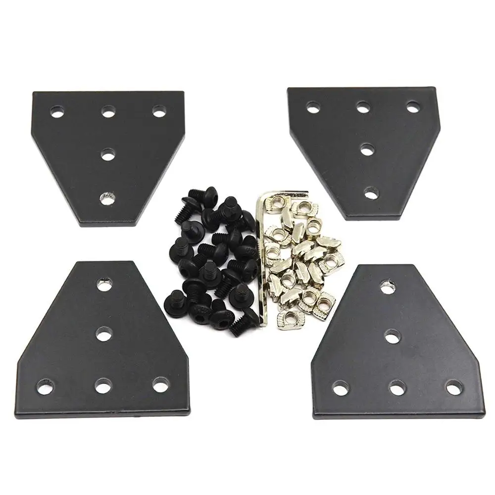 

Corner Bracket Plate with Screws and T Nuts, 5-Hole Tee Outside Joining Plate for 2020 Series Aluminum Profile 3D Printer Frame
