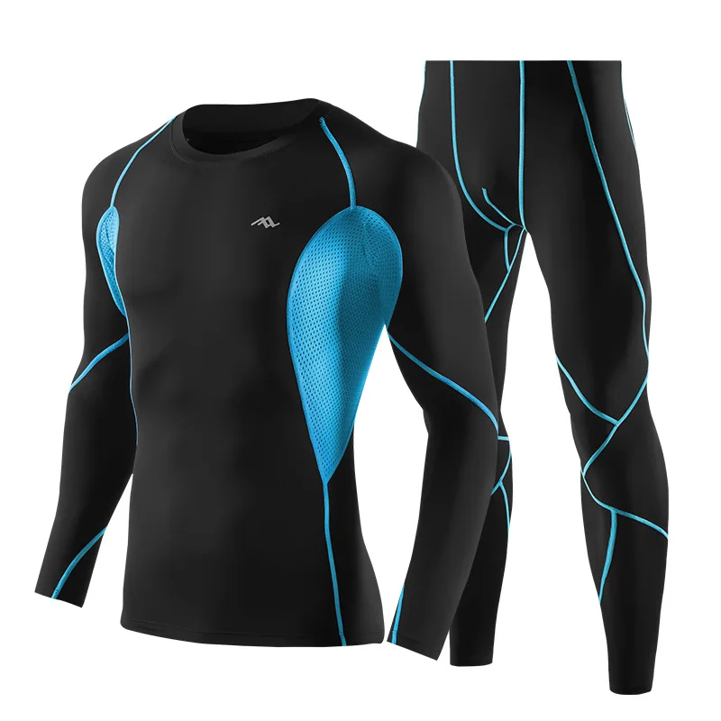 

Long Sleeve Tights Men's Sport Suit Quick-Drying Workout Clothes Running Training Compression Clothes Suit cycling