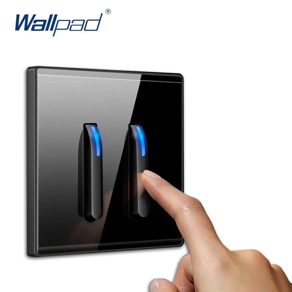 Кнопка Wallpad черная стеклянная панель с LED-индикатором настенный выключатель и