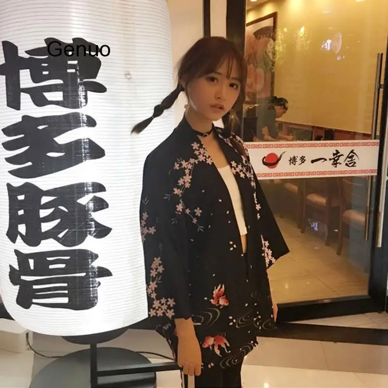 Кимоно женское в восточном стиле хаори-кардиган с японским китайским журавлем