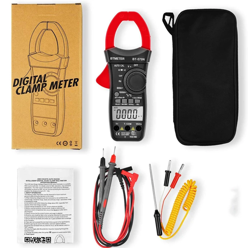 Цифровые клещи BTMETER True RMS, измеритель тока и напряжения переменногопостоянного тока с автоматическим диапазоном 6000 и дисплеем, тест на вводный ток, 570N (art.: 3920cccc8d32f) - 3920cccc8d32f