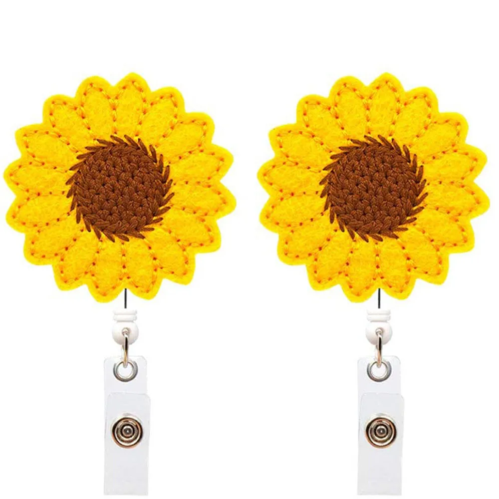 

Sunflower Badge Reel Holder For Nurses Students Teachers Retractable Id Card Holder With Alligator Clip