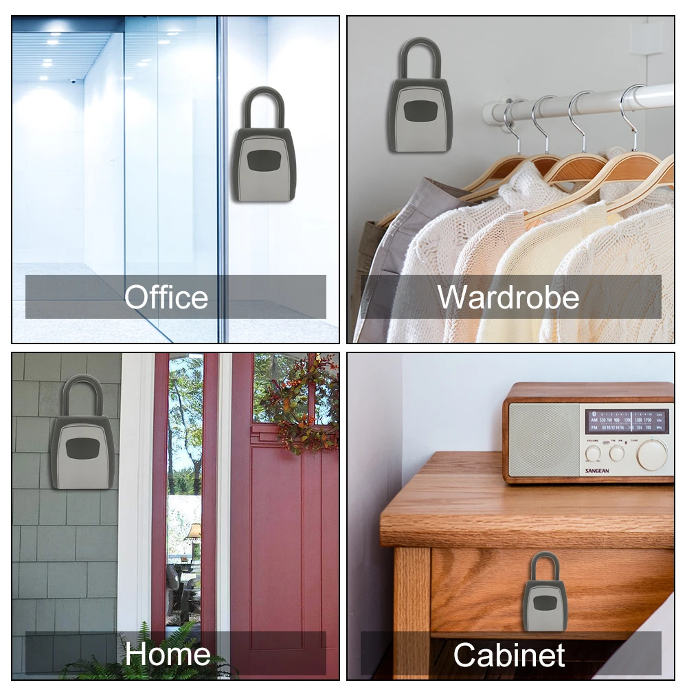 

Ymesy Key Storage Lock Box Safe Box Keys Storage Box Padlock Use Password Lock Alloy Material Keys Hook Security Organizer Boxes