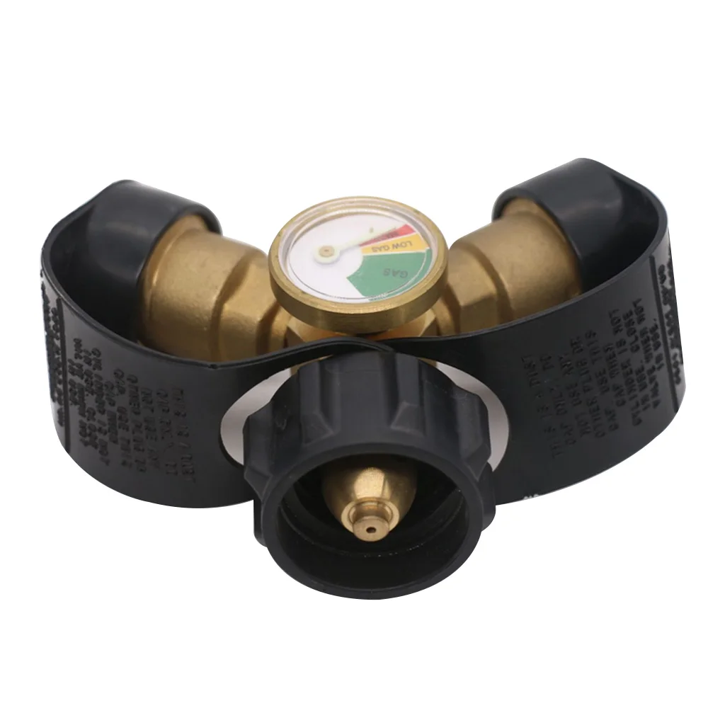 Пропан y разветвитель Кемпинг адаптер газовой плиты с манометром 2 Way сжиженного