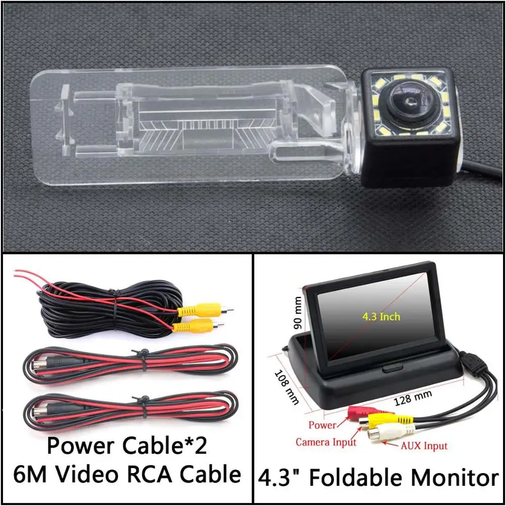 Cam N 4.3 inch Fold 12 Светодиодный фонарь Автомобильная камера заднего вида для Smart Fortwo 451 Four/Smart ED автомобильная парковочная Водонепроницаемая резервная камера ночного видения - Название цвета: Cam N 4.3 inch Fold