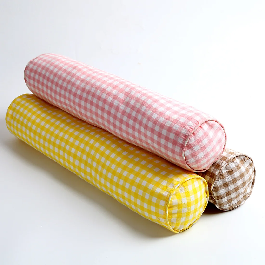 

Cotton Plaid Newborn Bed Bumper Baby Cylindrical Long Sleeping Support Pillow Toy Soft Stuffed Neck Bedding Cushion Nap