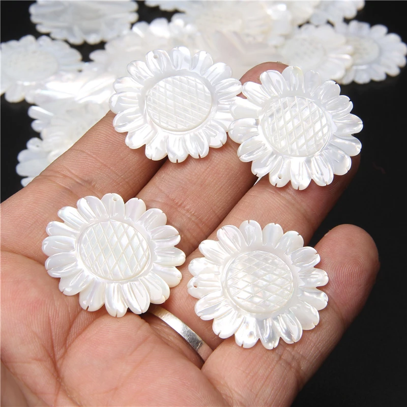 Подвеска в форме белого бабочки ракушки цветка натуральный перламутр Подсолнух