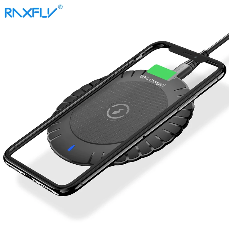 Быстрое беспроводное зарядное устройство RAXFLY 10 Вт для iPhone X XS Max XR Qi, беспроводное зарядное устройство для Samsung S9 S8 + Note 9 S7 Edge, зарядная площадка