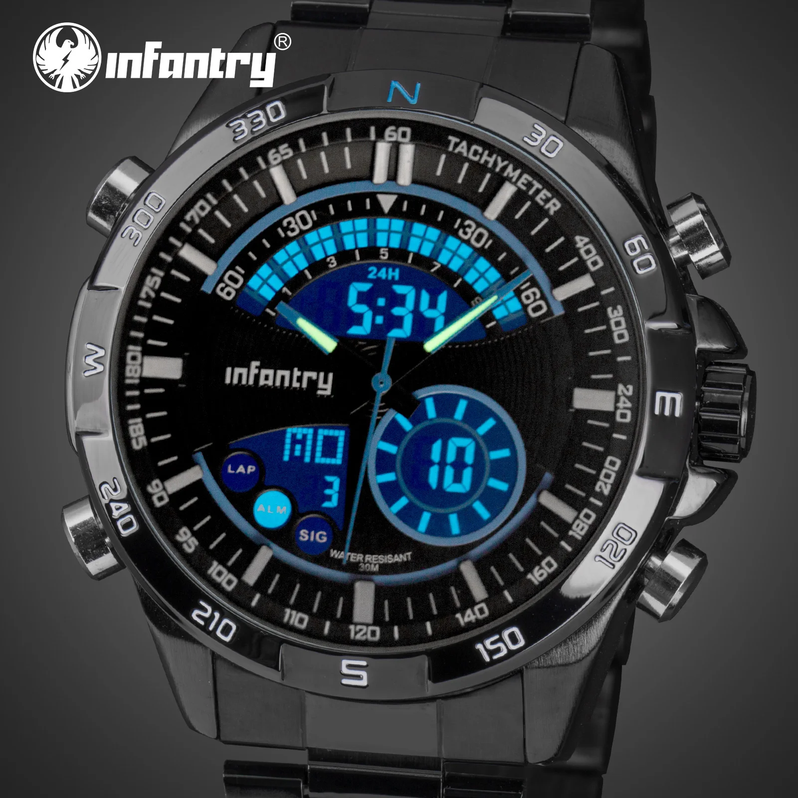 Часы наручные Мужские Аналоговые брендовые роскошные Цифровые светящиеся