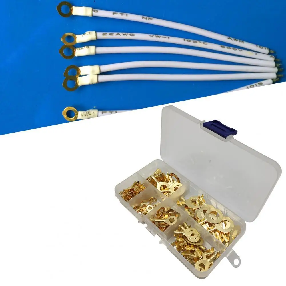 

150Pcs Ring Lugs Boxed Good Electrical Conductivity Copper Non-insulated Cable Wire Lugs for Connecting Tools Part