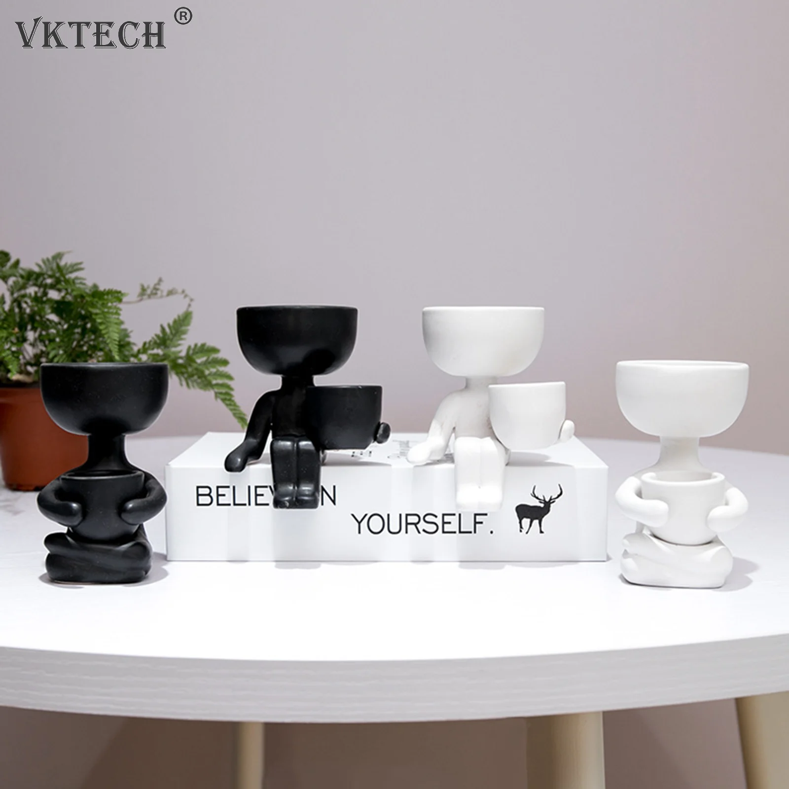 

Humanoid Ceramic Doll Flower Pot Mini Plant Planters Mini Plant Planters with Drainage Hole Ceramic Crafts Vase for Home Decor