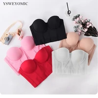 fakuntn soft high quality fabric pink red 5 color corset brallet womens bustier bra night club party cropped top vest plus size