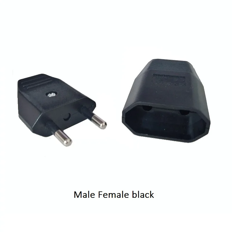Male Female black Штепсельная Вилка европейского стандарта Электрический штекер 2-контактный шнур питания VDE разъем для лампы украшения 2.5A 220 в сборе Мощность штепсельной вилки - Цвет: Male Female black