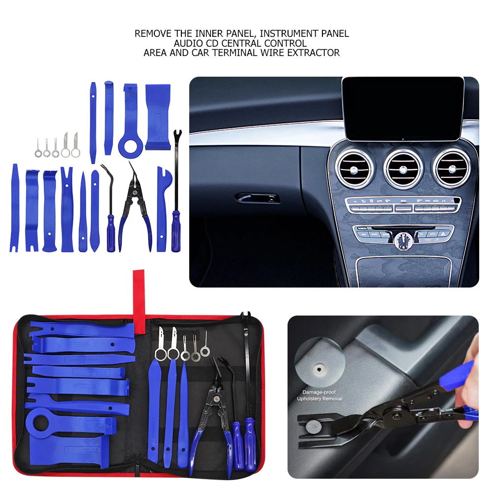 

Car Trim Dashboard Removal Tool Set Car Door Pry Hand Disassembly Tool Kit Plastic Trim Panel Dashboard Removal Tool 19pcs