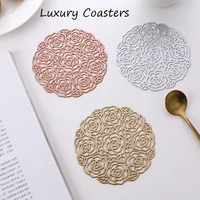luxury coasters hollow rose coaster pads pvc placemats for dining table insulation bowl mats birthday party christmas home decor