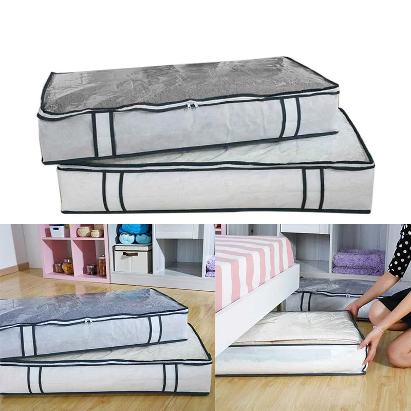 

Under Bed Storage Drawer Organizer Non-woven PVC Storage Box for Clothing/Blankets/Shoes