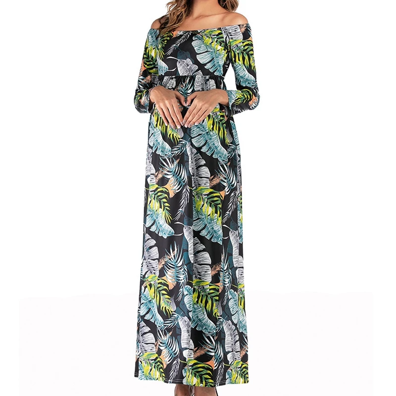 

Maternity Dress Women Floral Print Mama Dress Maternity Clothing Long Skirt Pregnant Casual Clothes