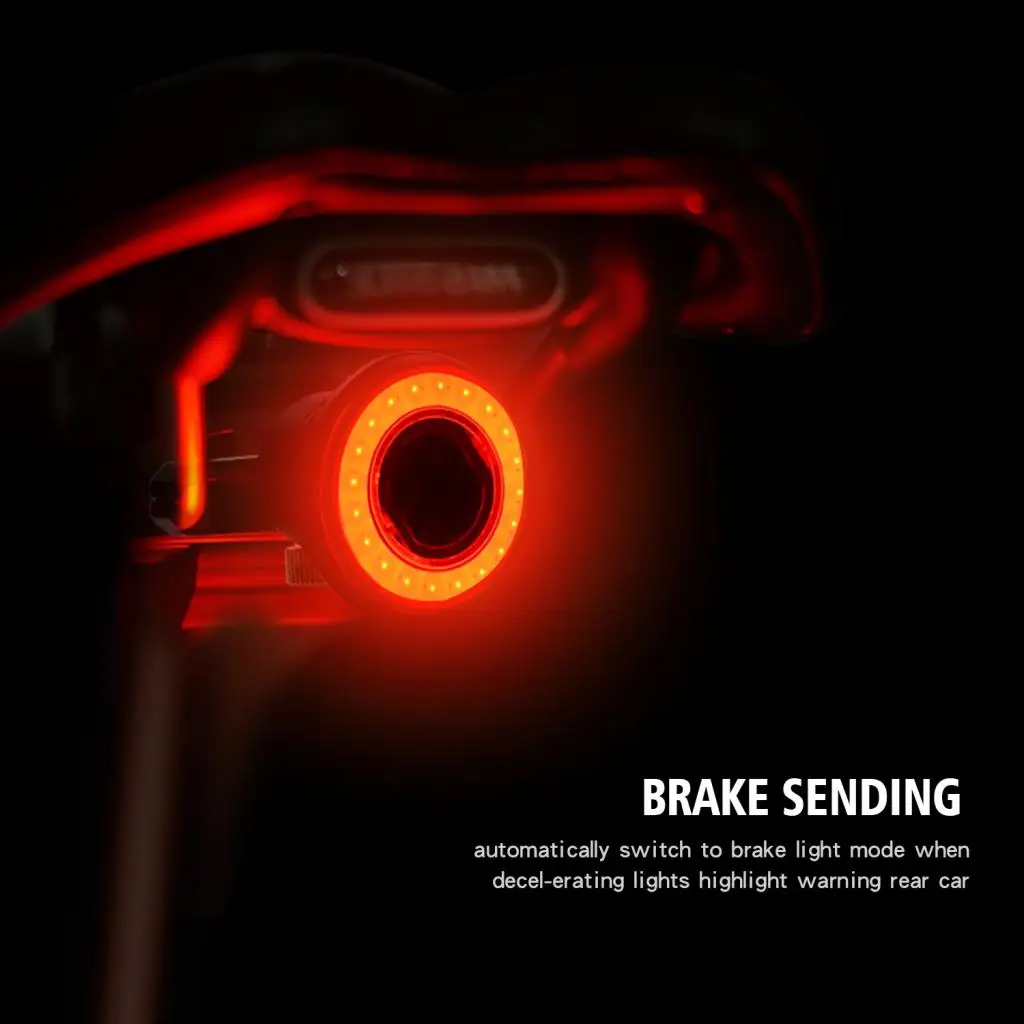 

Bike Tail Light IPX5 Waterproof Warning Smart Lamp USB Rechargeable Sensor