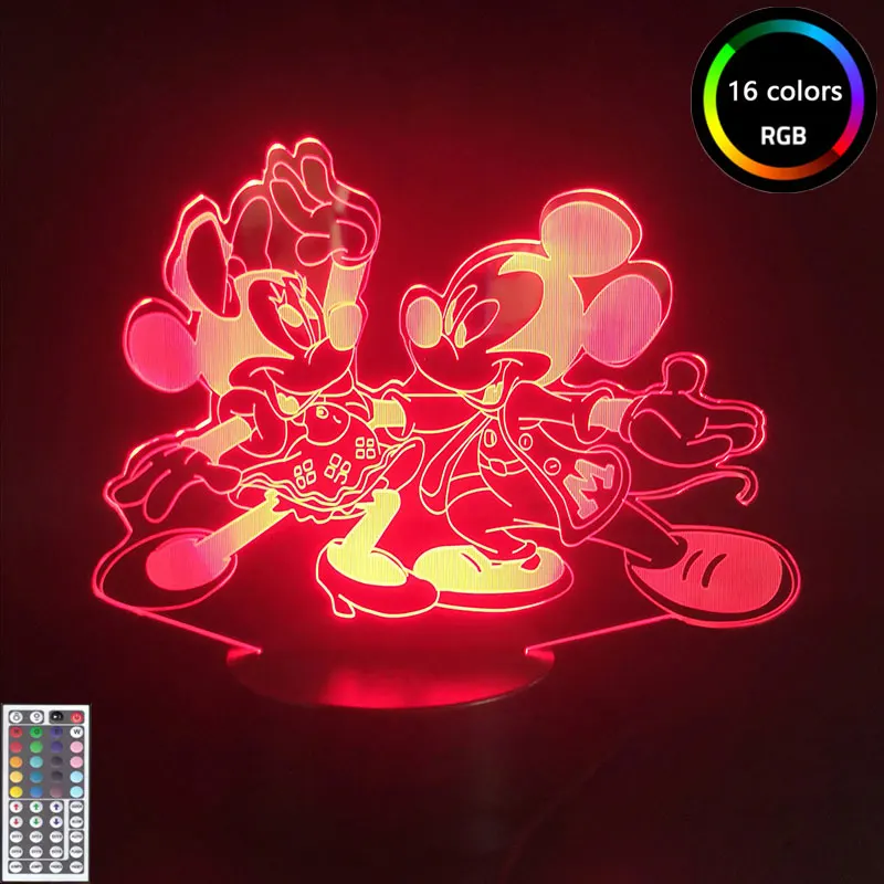 Фигурка Диснея танцующая Микки и Минни Маус светодиодный ночсветильник