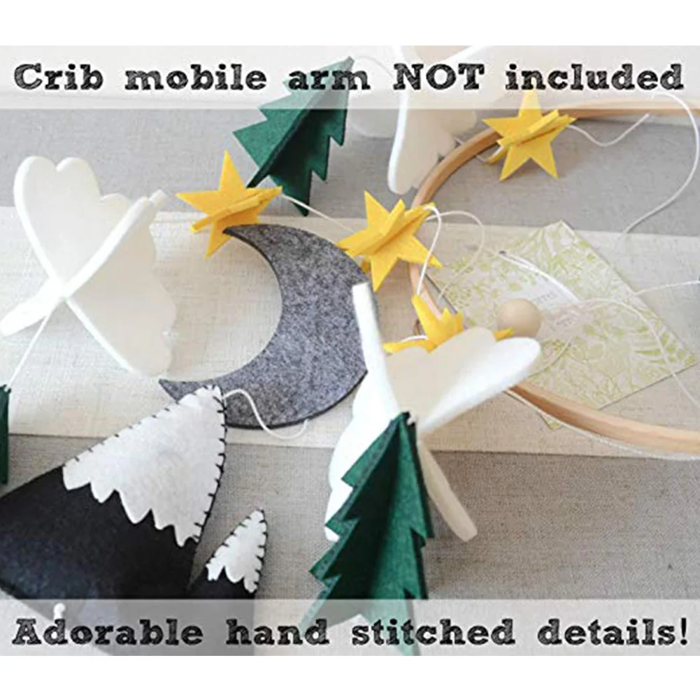 

Crib Mobile For Boys Baby Play Wind Chimes Moon Starry Night Handmade Girls Hanging Felt Nursery Decoration Woodland Bedroom