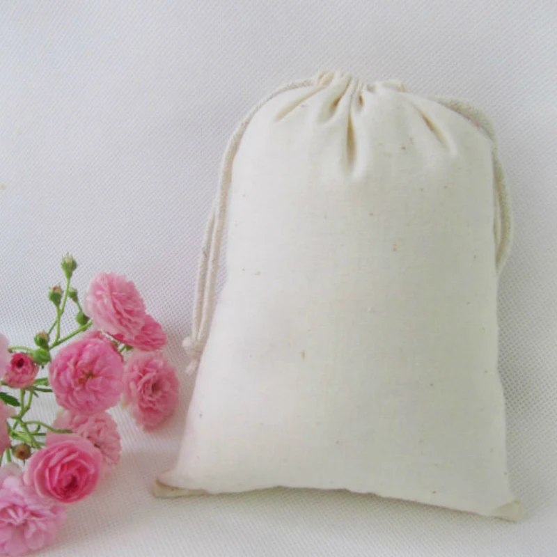50 шт. хлопковые Сумки на шнурке подарочные мешочки упаковка ювелирное изделие