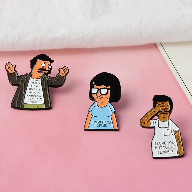 Все в порядке жалуясь Bob Pins Tina Мультяшные персонажи Броши Цитата отворот шпильки