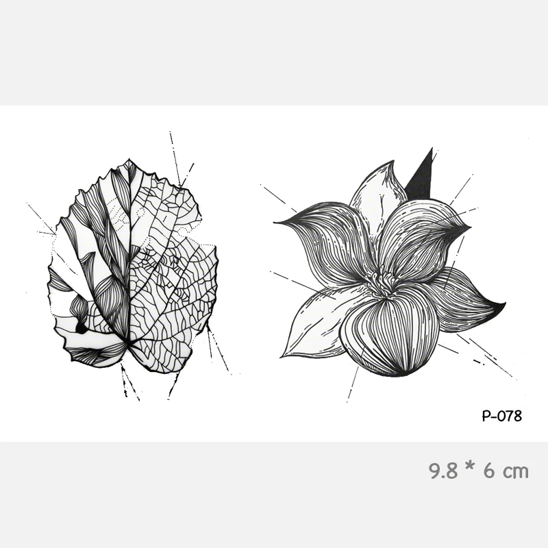 Wyuen Flower Hand Painted Fresh Style Waterproof Temporary Tattoo Stickers for Adults Kids Body Art Fake Women Tatoos P-071 |