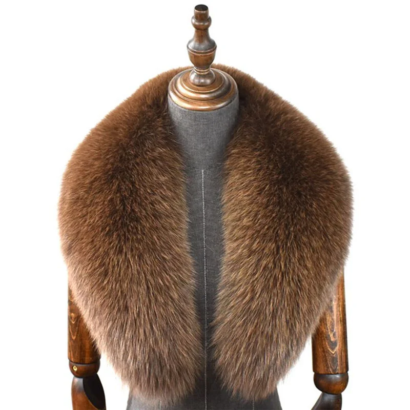 100% Natural Real Fox Fur Collar For Women And Men's Coat Jacket Fur Collar Extra Large Size Neck Warmer Fur Scarf Shawls