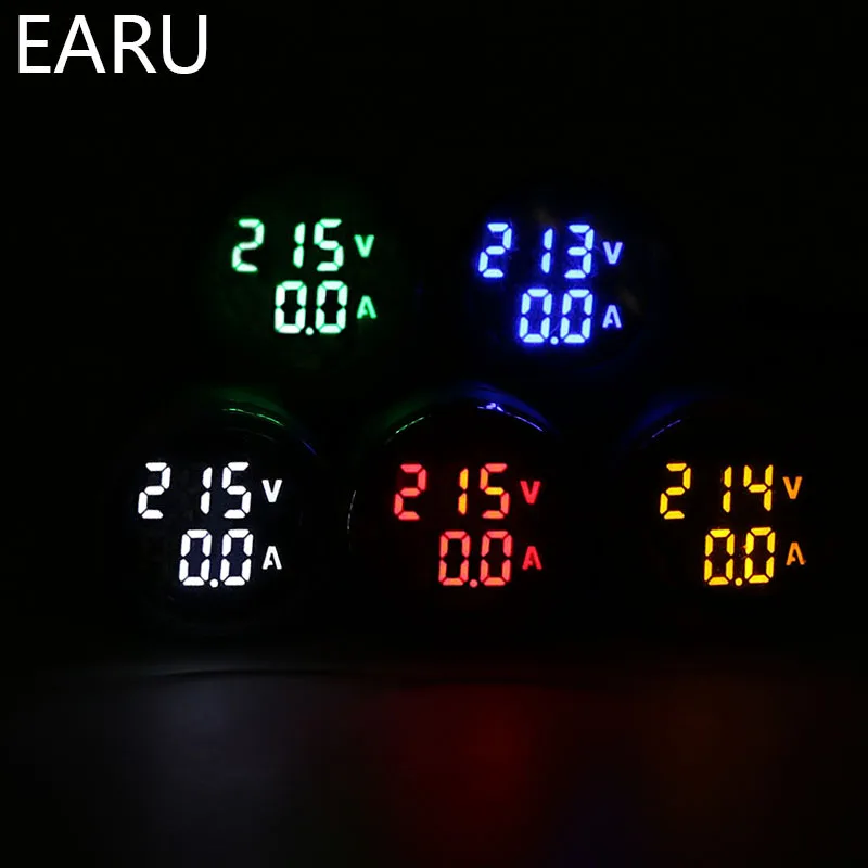 Mini Digital Voltmeter Ammeter 22mm AC 20-380V 0-100A Amp Volt Voltage Tester Meter Dual LED Indicator Pilot Lamp Light Display