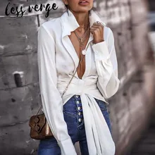 Сексуальная белая блузка Lessverge с глубоким v образным вырезом