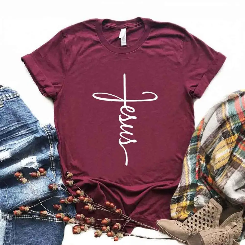 Jesus cross Christian  Print Women Tshirts Casual Funny t Shirt For Lady  Yong Girl Top Tee Hipster 6 Color NA-905