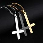 Мужской перевёрнутый крест кулон ожерелье из нержавеющей стали цепь звено ожерелья ювелирные изделия C66