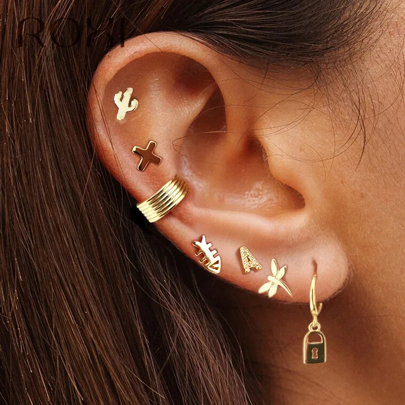 Женские серьги-гвоздики из серебра 2019 пробы в стиле панк | Украшения и аксессуары