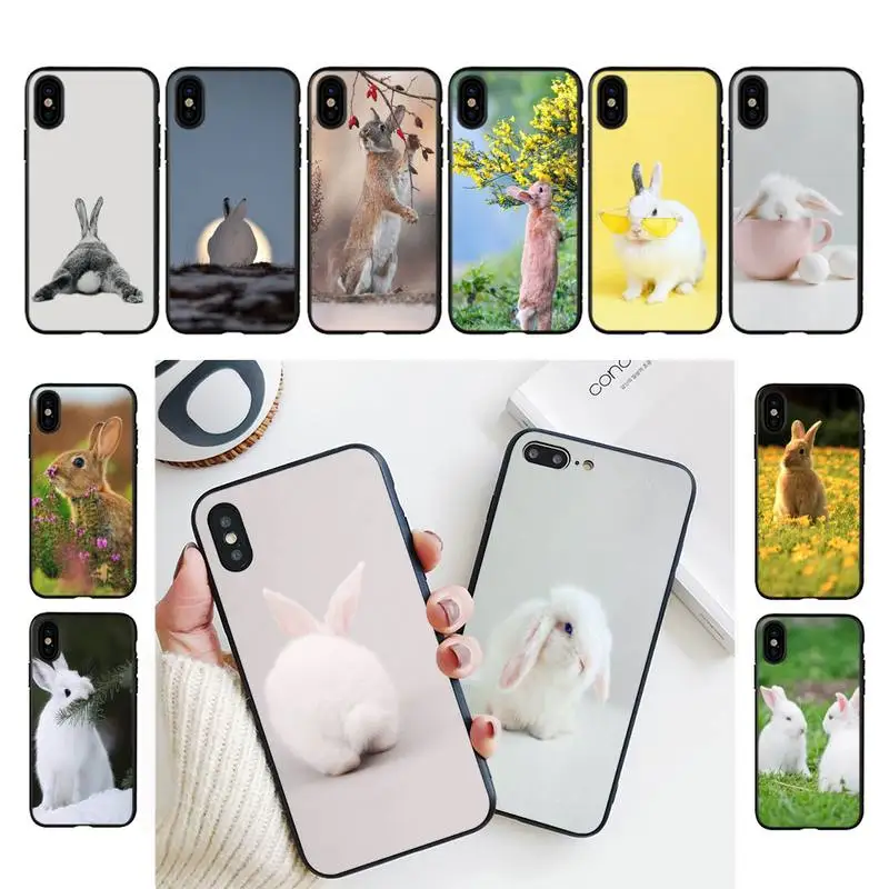 Милый чехол YNDFCNB с Белым Кроликом для iPhone 11 8 7 6 6S Plus X XS MAX 5 5S se 2020 12pro max iphone xr|Бамперы|