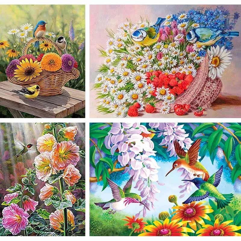 

Мультяшная Алмазная картина, птица, животные, алмазная вышивка, свежие цветы, полная дрель, 5d мозаика, стразы, наборы для домашнего декора, ре...