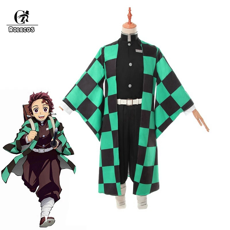 ROLECOS Аниме Костюм демон Slayer Косплей Tanjirou Kamado Kimetsu no Yaiba мужской костюм кимоно