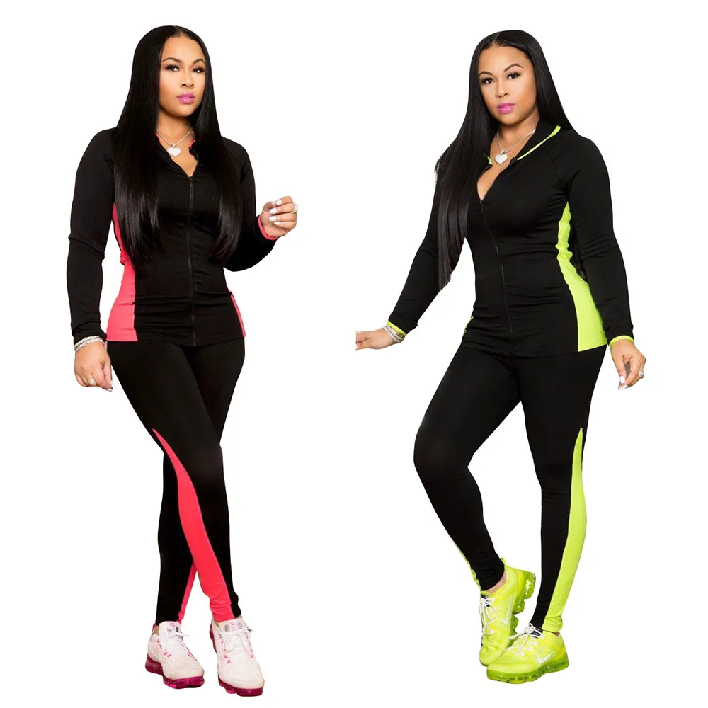 2019 женский осенний Новый лоскутный Тренч на молнии брюки костюм из двух частей